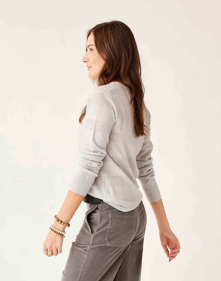 Carve Designs Amara Pointelle Sweater: Lt. Grey Heather