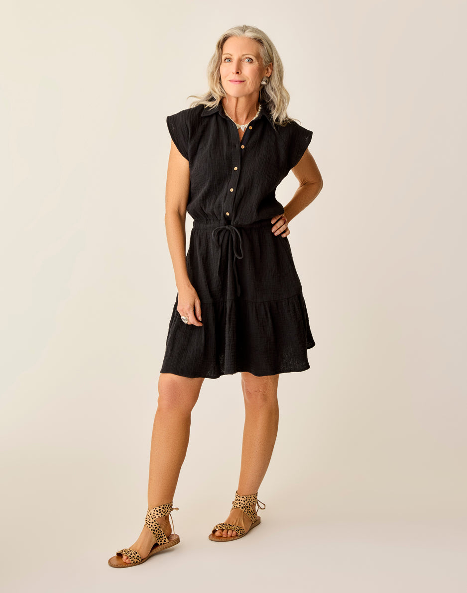 carve designs Alex Gauze Dress: Black