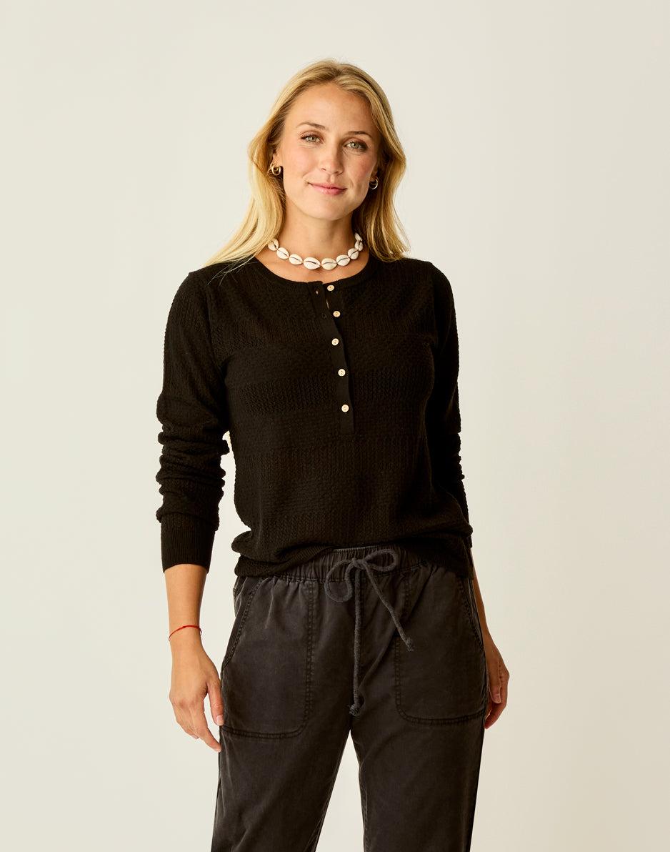 Carve Designs Amara Pointelle Sweater: Black