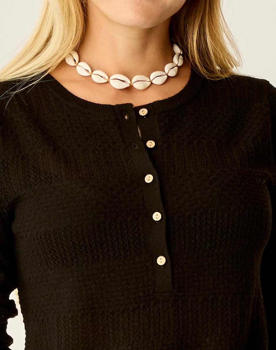 Carve Designs Amara Pointelle Sweater: Black