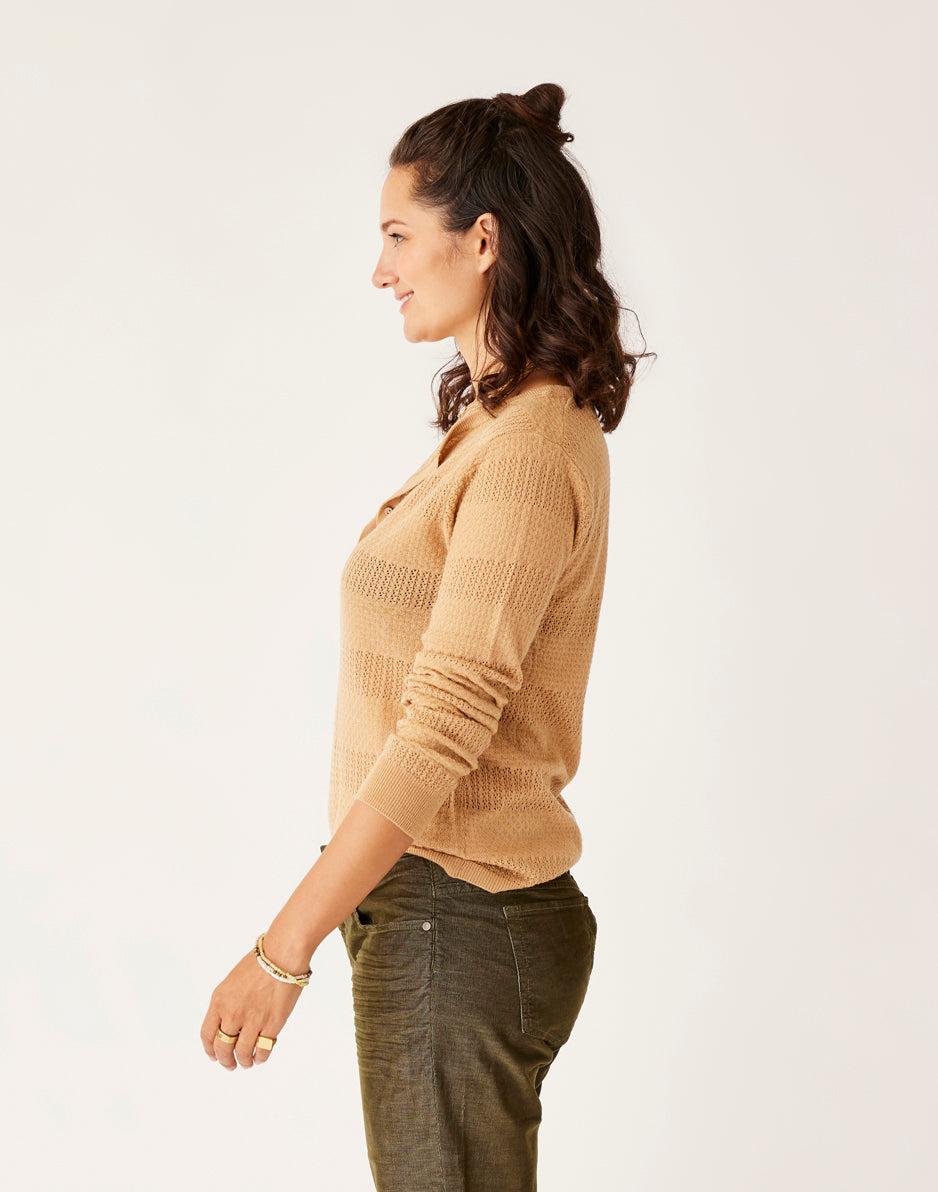 Carve Designs Amara Pointelle Sweater: Camel
