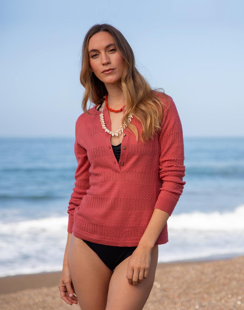 Carve Designs Amara Pointelle Sweater: Henna