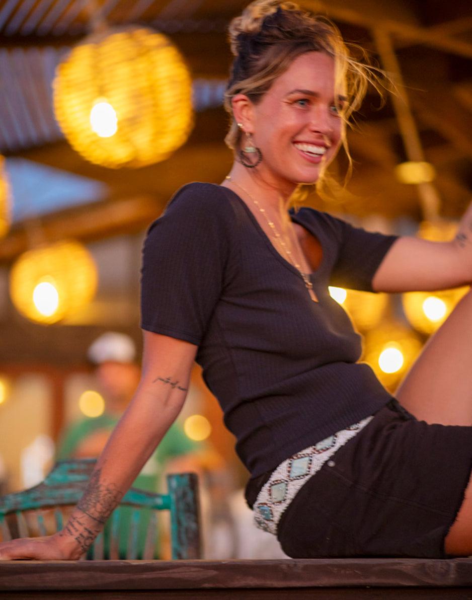 Carve Designs Asher Rib Top: Black