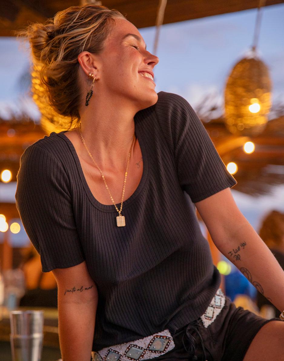 carve designs Asher Rib Top: Black