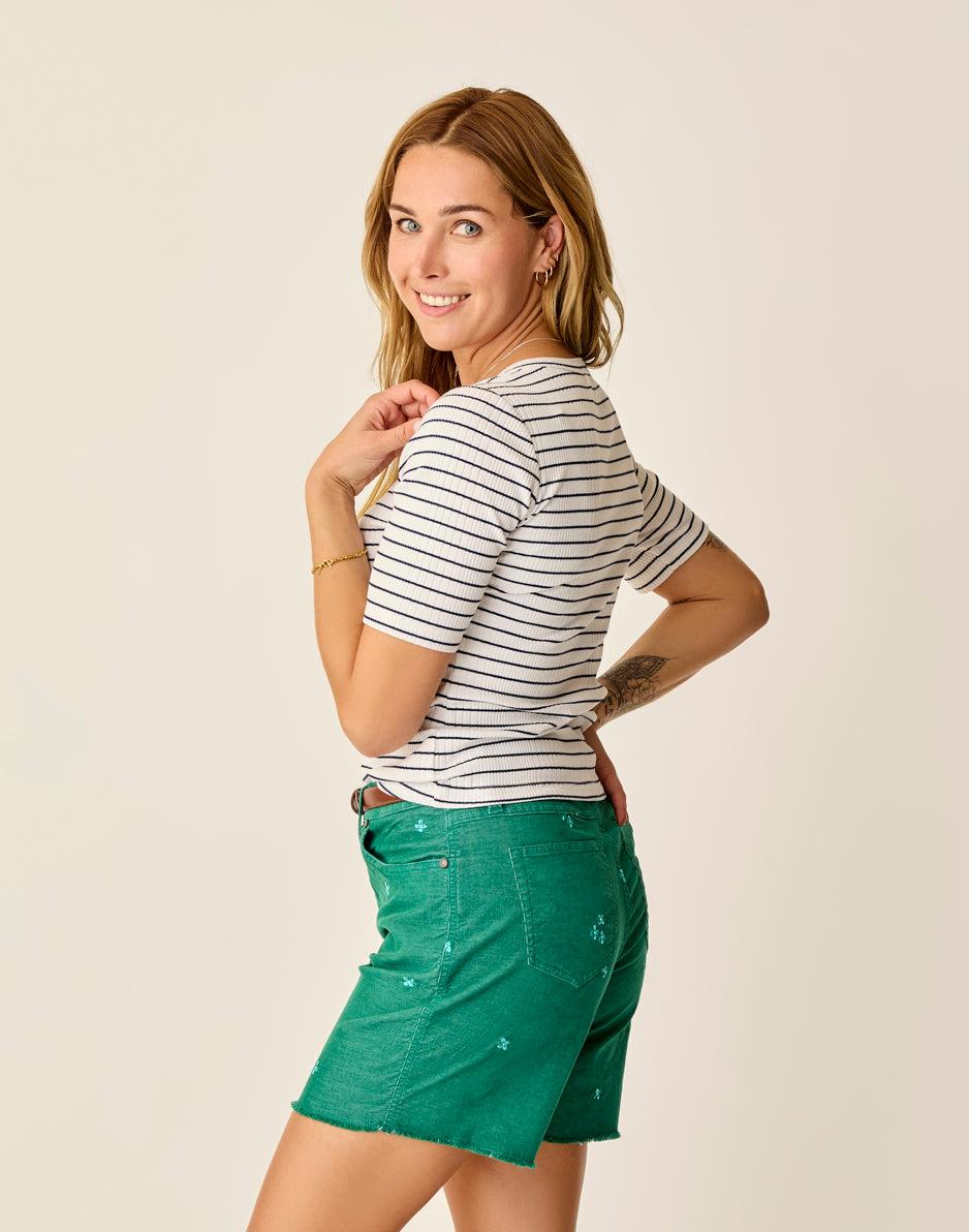 Carve Designs Asher Rib Top: Cloud Stripe