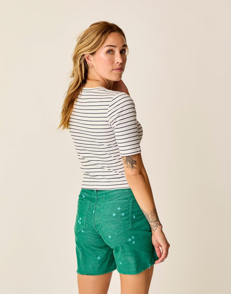 Carve Designs Asher Rib Top: Cloud Stripe