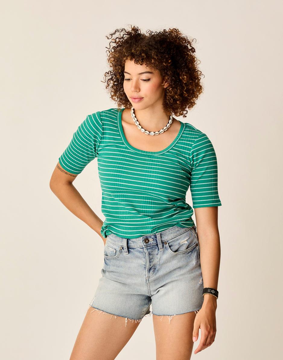 carve designs Asher Rib Top: Jade Stripe
