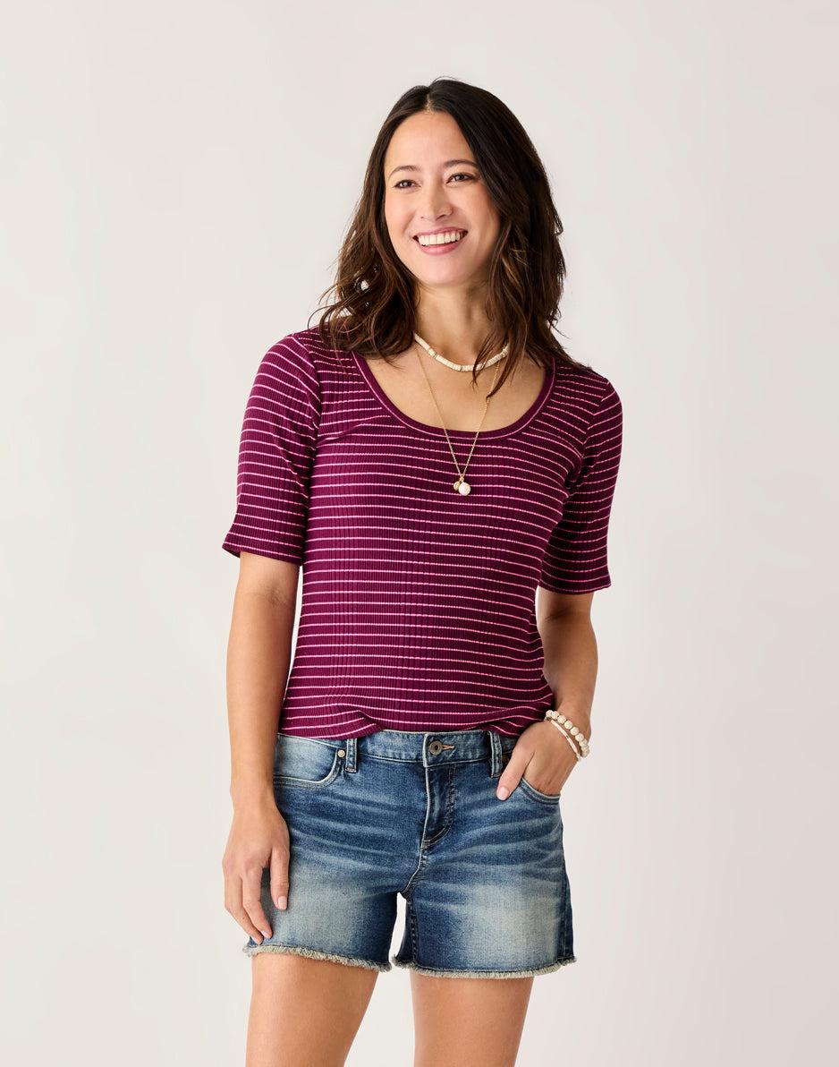 Carve Designs Asher Rib Top: Nirvana Stripe