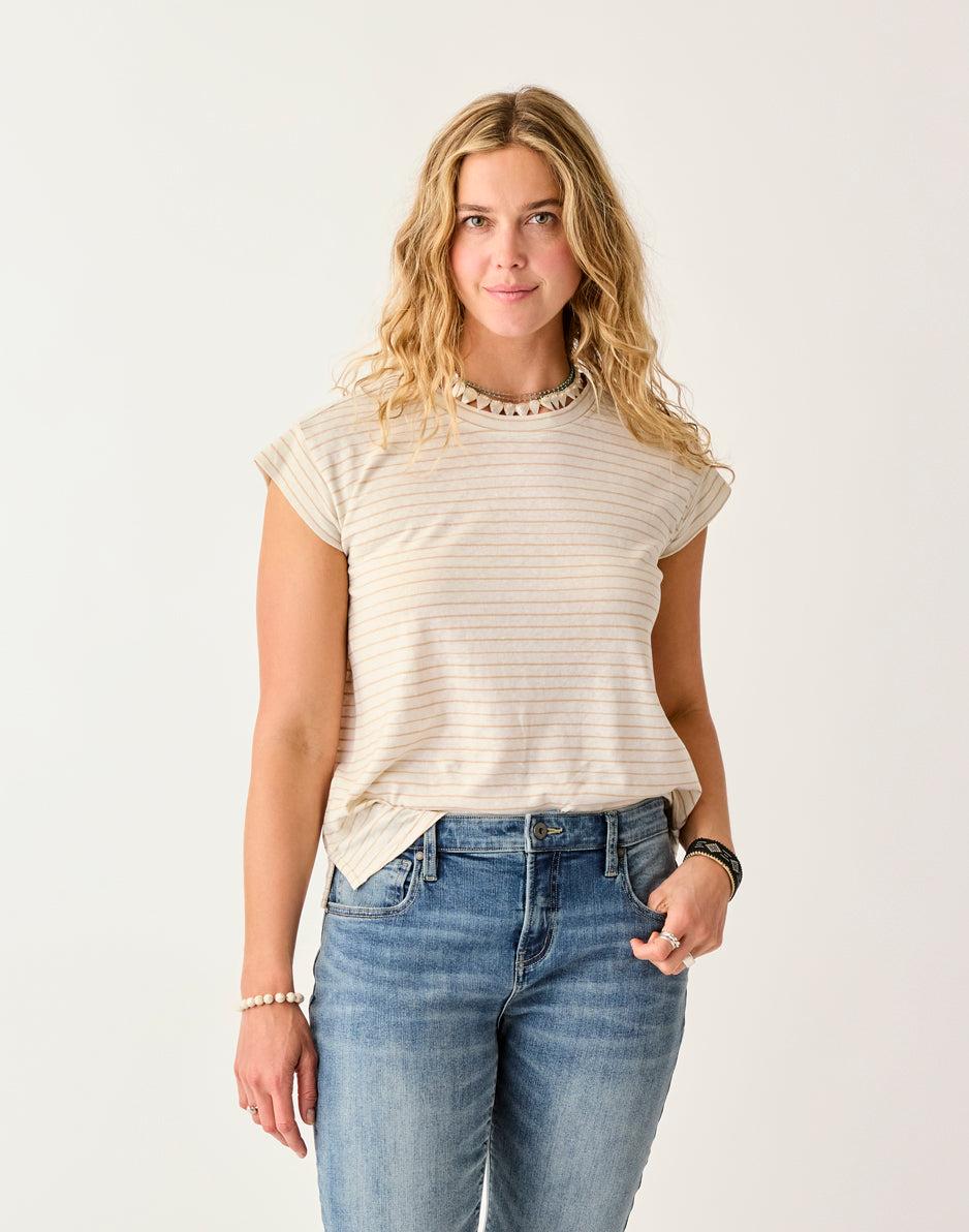 Carve Designs Astrid Hemp Tee: Birch Stripe