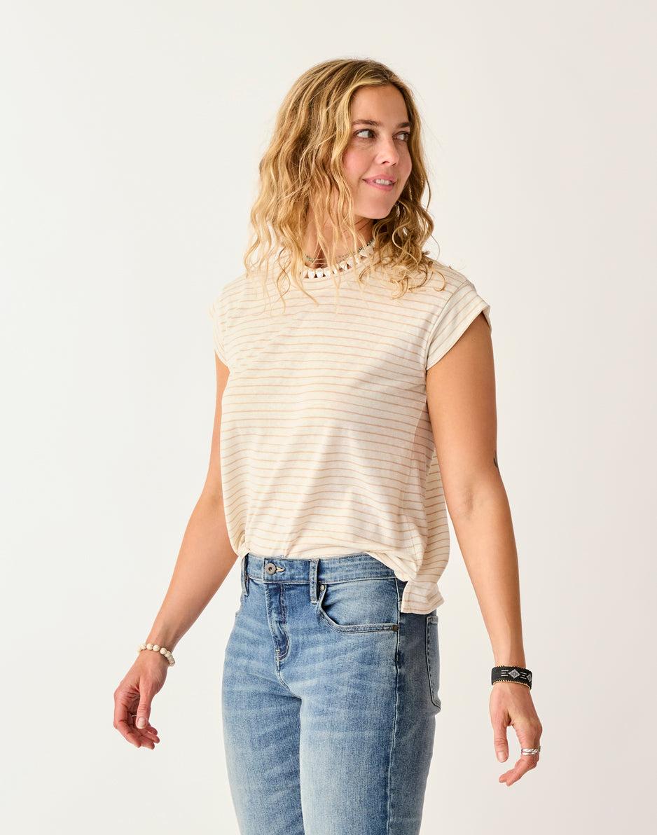 Carve Designs Astrid Hemp Tee: Birch Stripe
