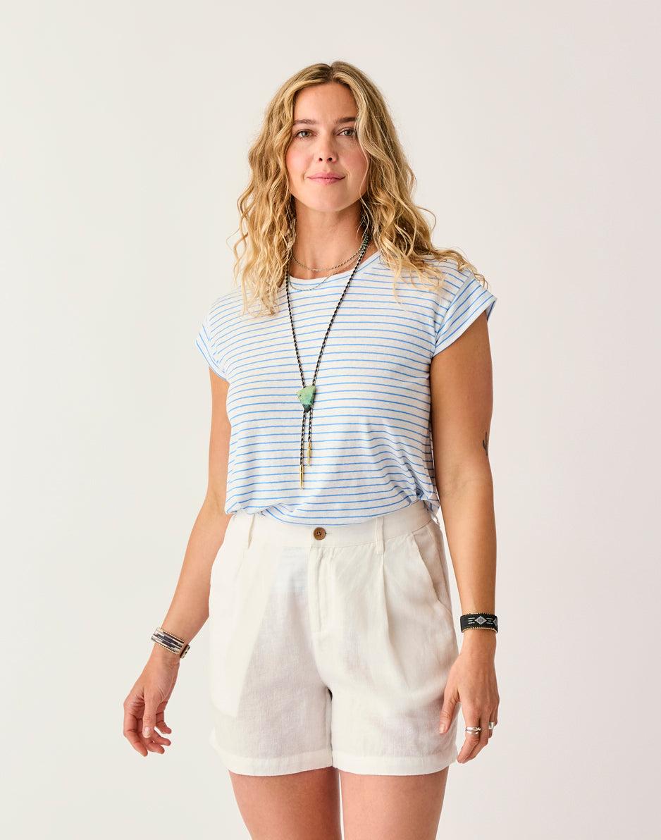 carve designs Astrid Hemp Tee: Cloud Stripe