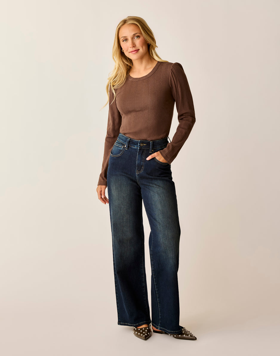 carve designs Audrey Wide Leg: Dark Rinse