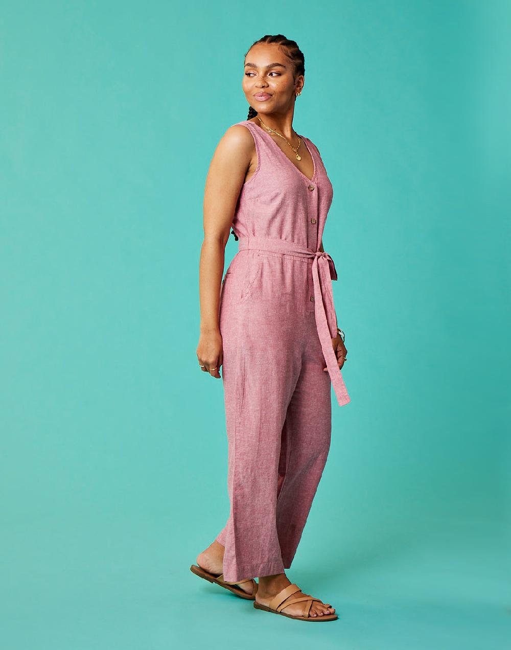 Carve Designs Bonfire Jumpsuit: Lt. Red Chambray
