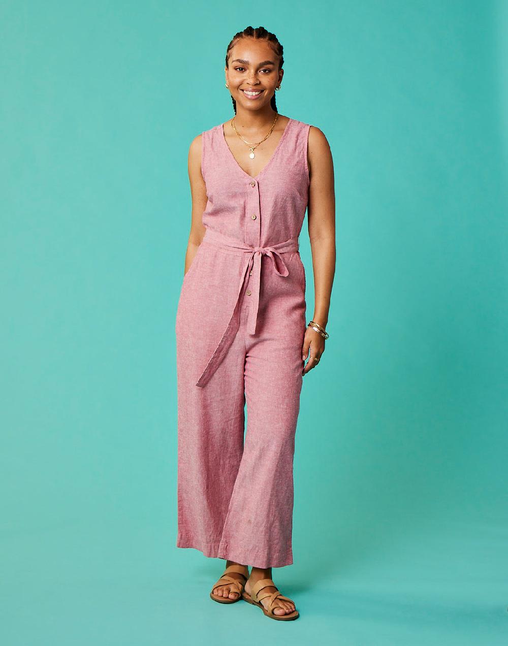 carve designs Bonfire Jumpsuit: Lt. Red Chambray