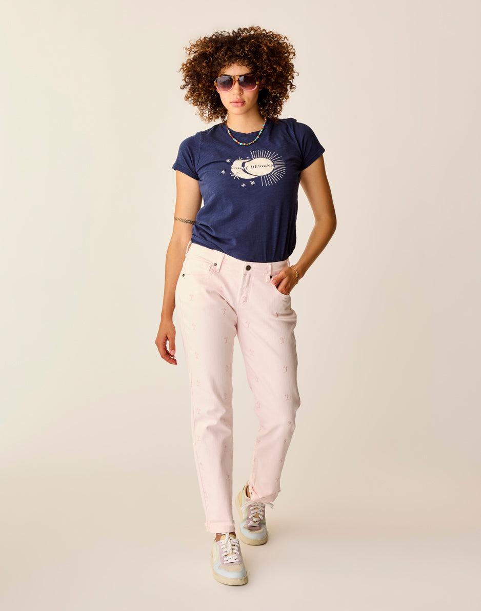 carve designs Cassidy Graphic Tee: Navy Celestial