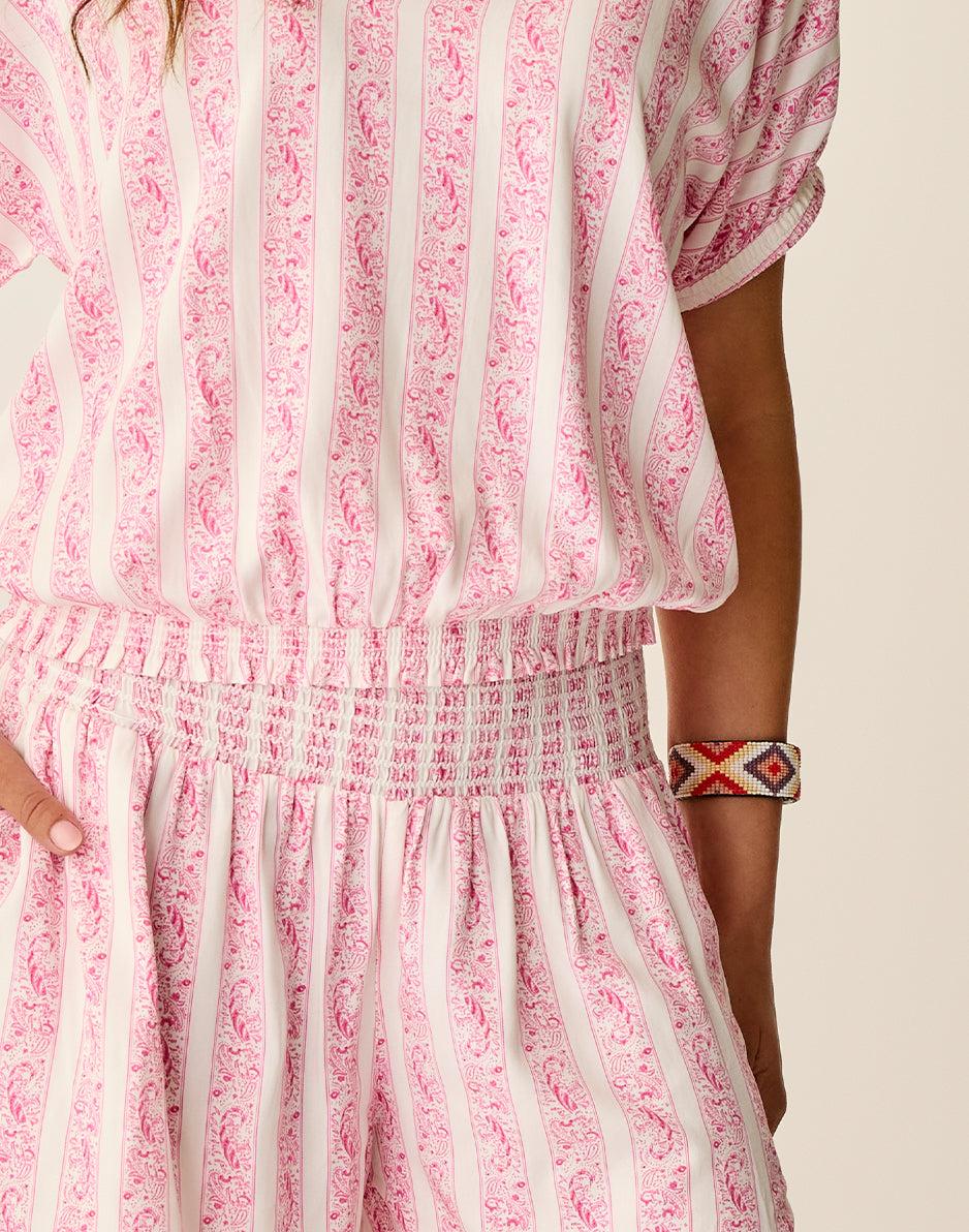 Carve Designs Celeste Top: Pink Paisley