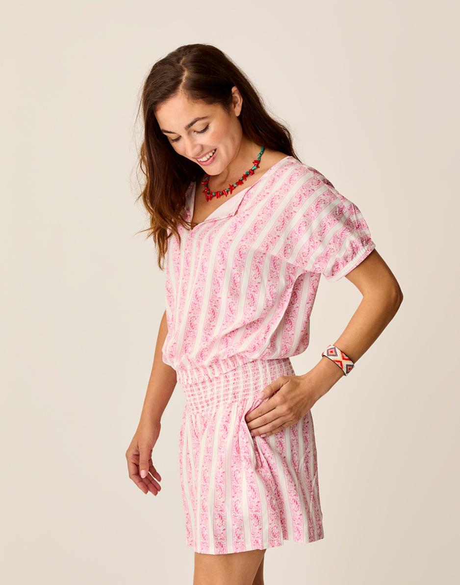 Carve Designs Celeste Top: Pink Paisley