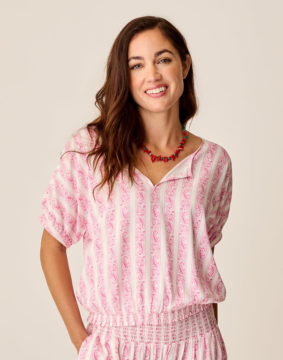 carve designs Celeste Top: Pink Paisley