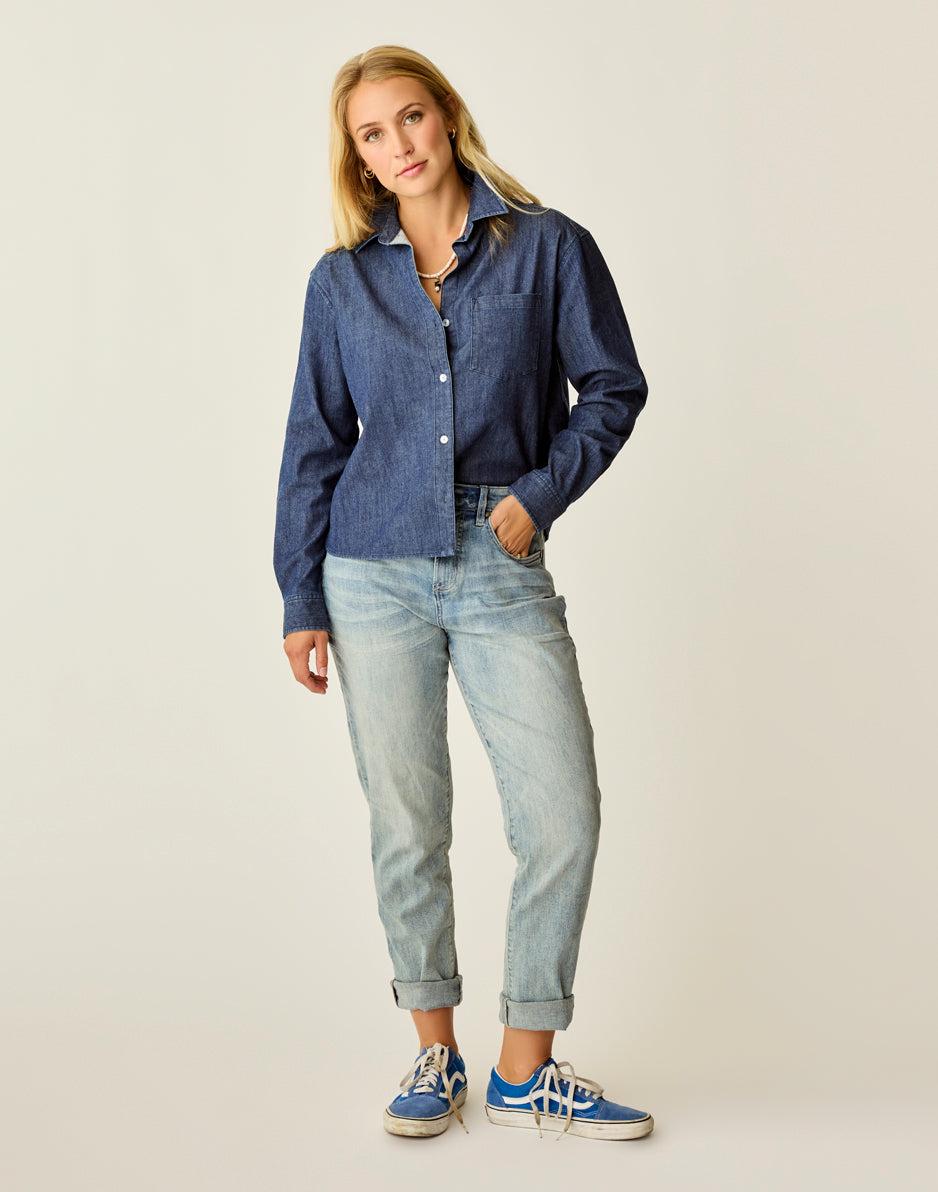 Carve Designs Claire Twill Shirt: Dark Indigo