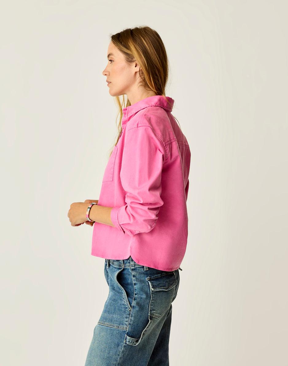 Carve Designs Claire Twill Shirt: Hot Pink