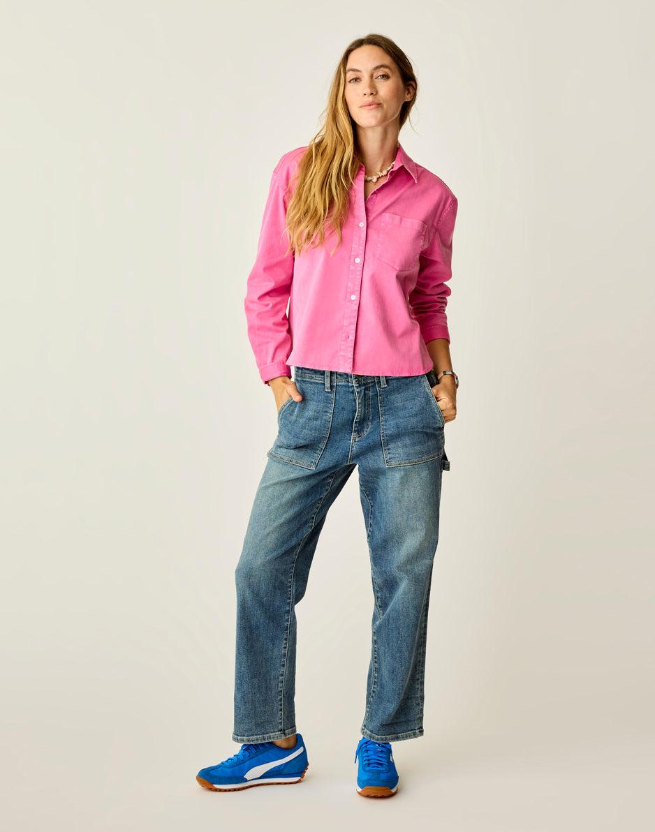 Carve Designs Claire Twill Shirt: Hot Pink