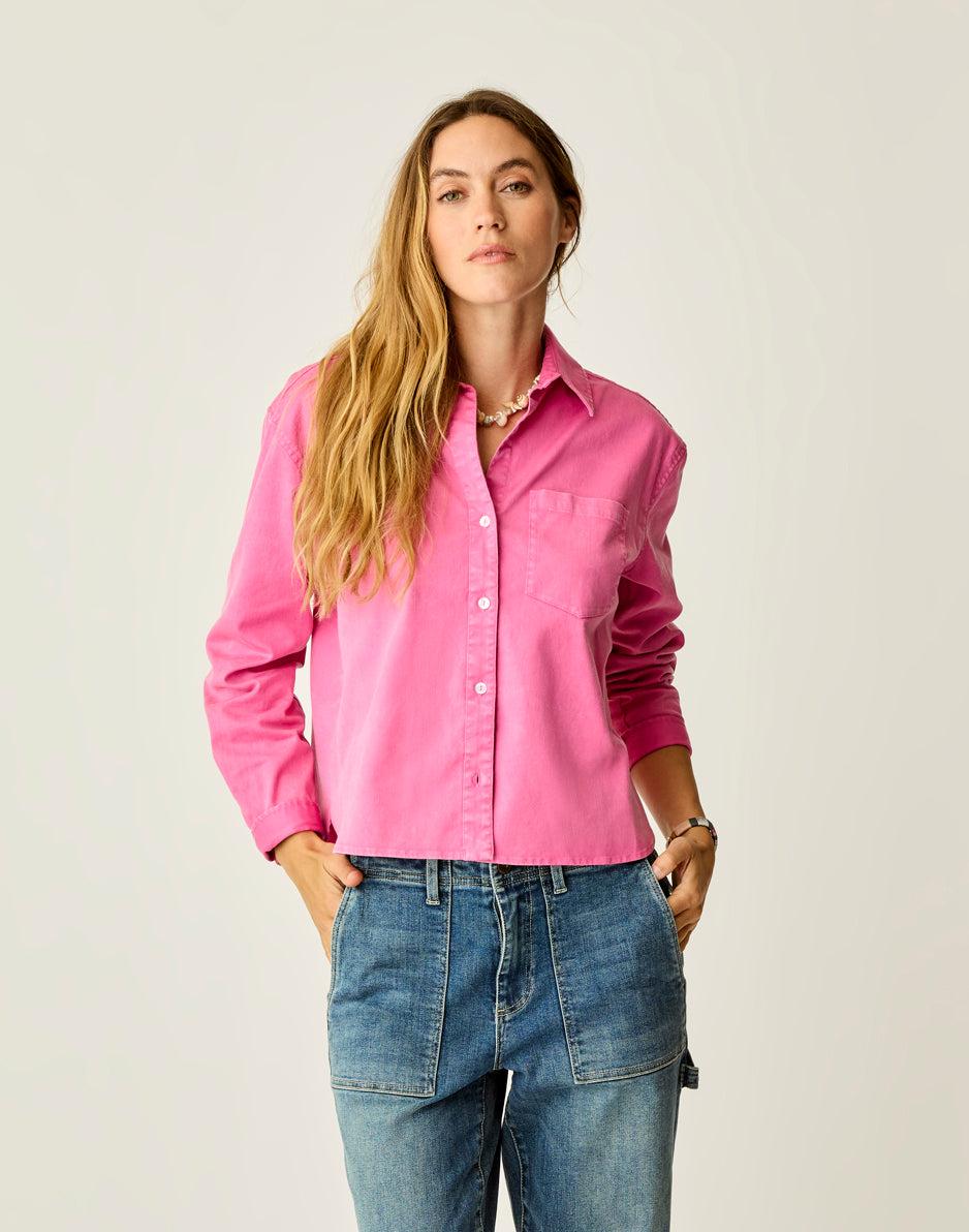 carve designs Claire Twill Shirt: Hot Pink