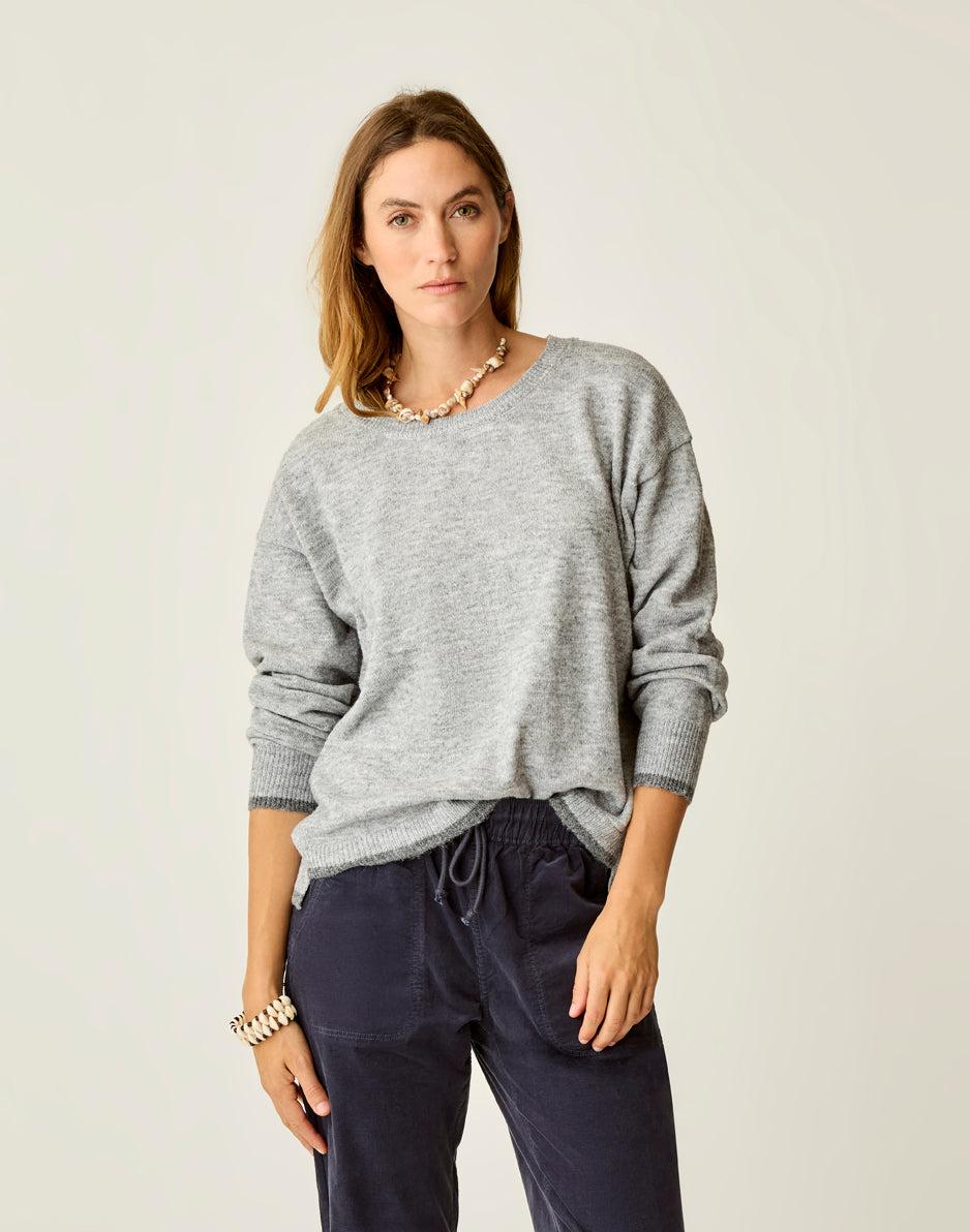 carve designs Drue Fuzzy Sweater: Grey w. Dark Grey