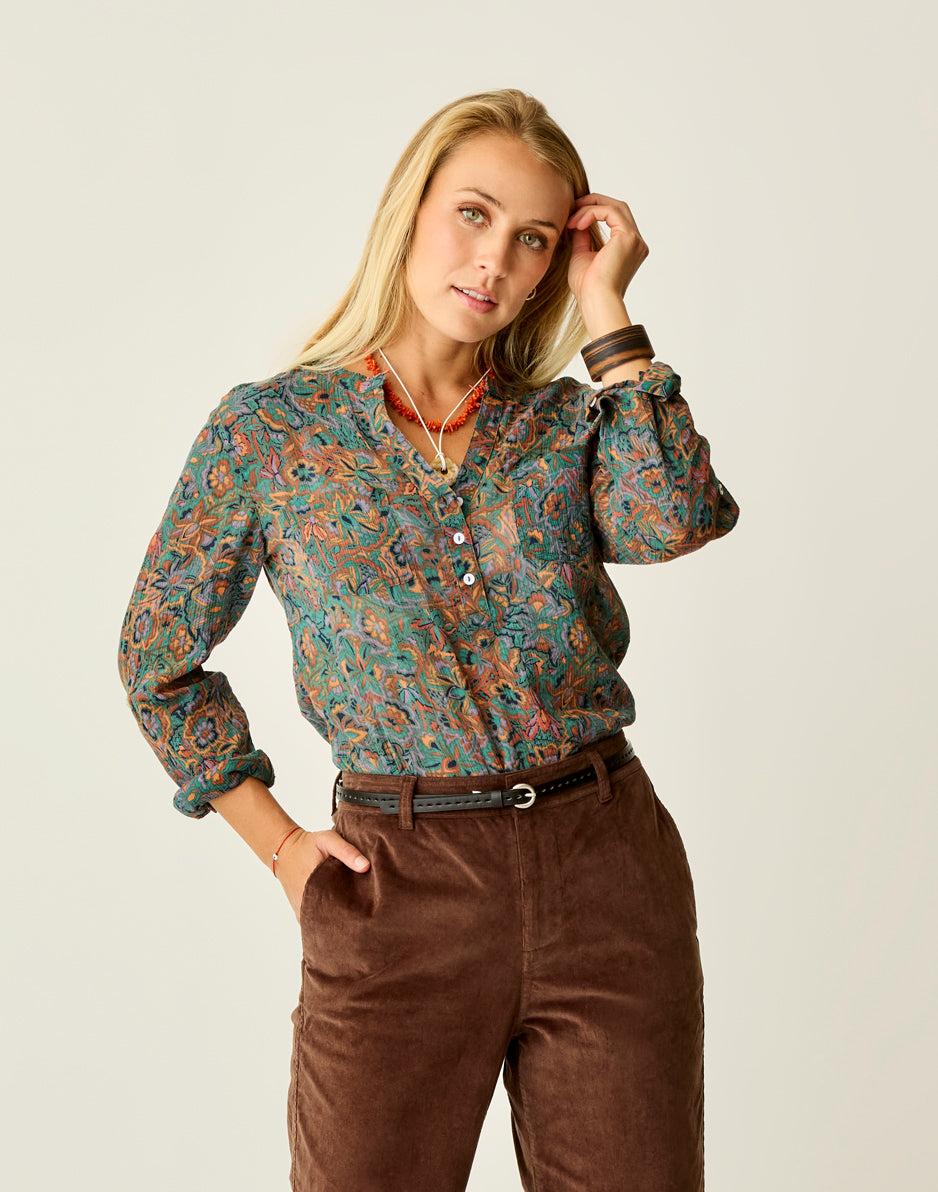 Carve Designs Dylan Gauze Shirt: Bistro Floral