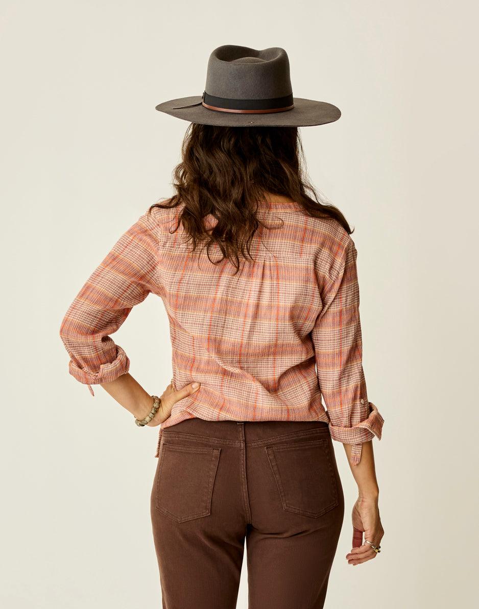 Carve Designs Dylan Gauze Shirt: Rosewood Plaid