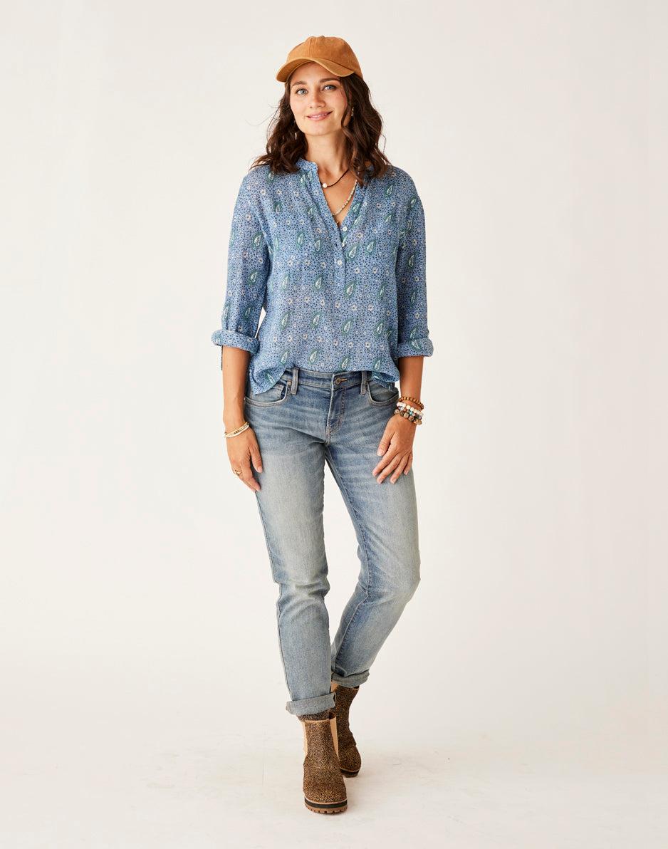 Carve Designs Dylan Gauze Shirt: Storm Paisley