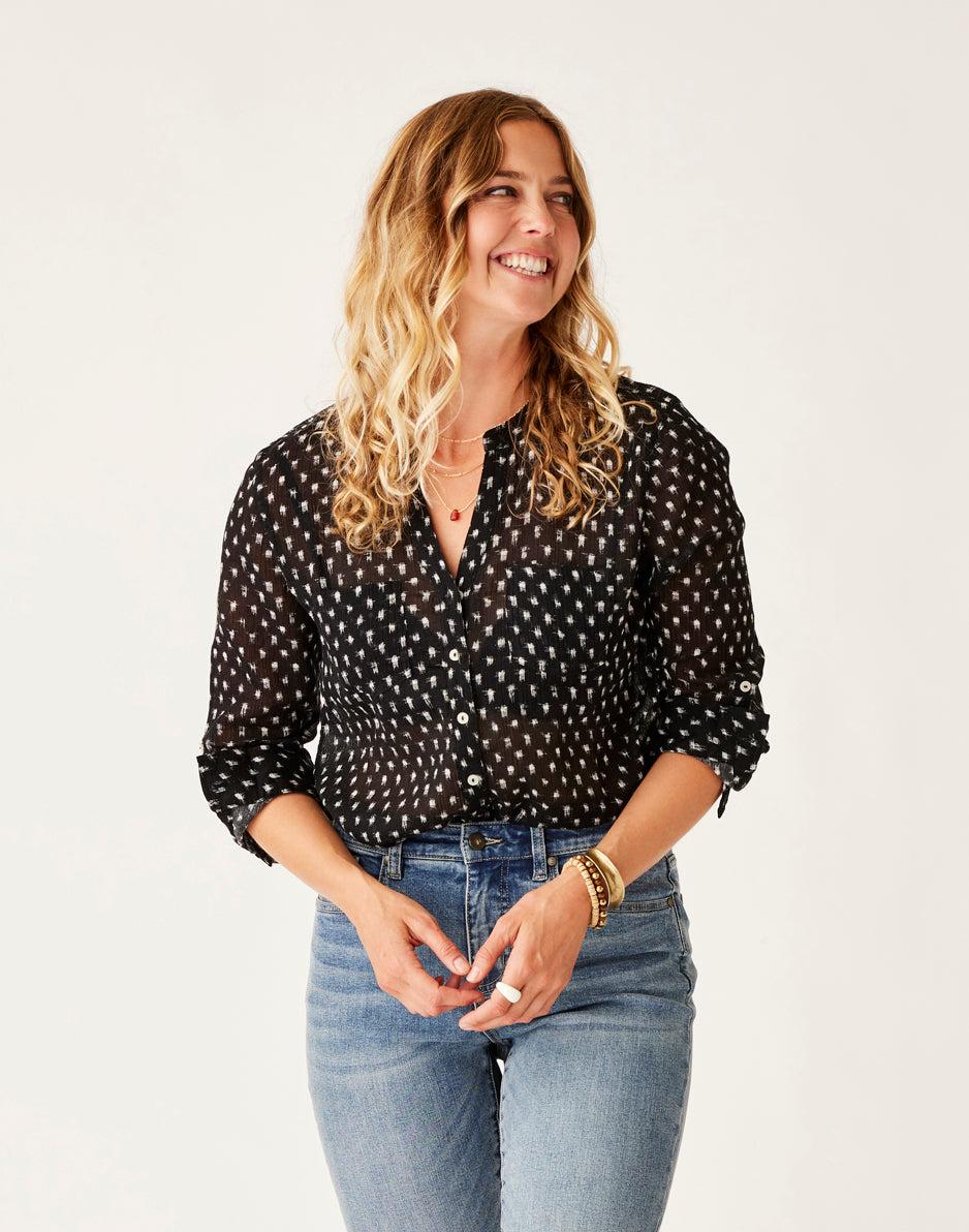 carve designs Dylan Gauze Tunic: Black Crosshatch