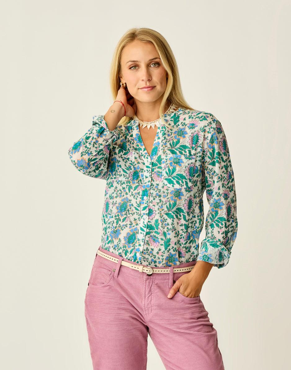 carve designs Dylan Gauze Tunic: Cloud Multifloral