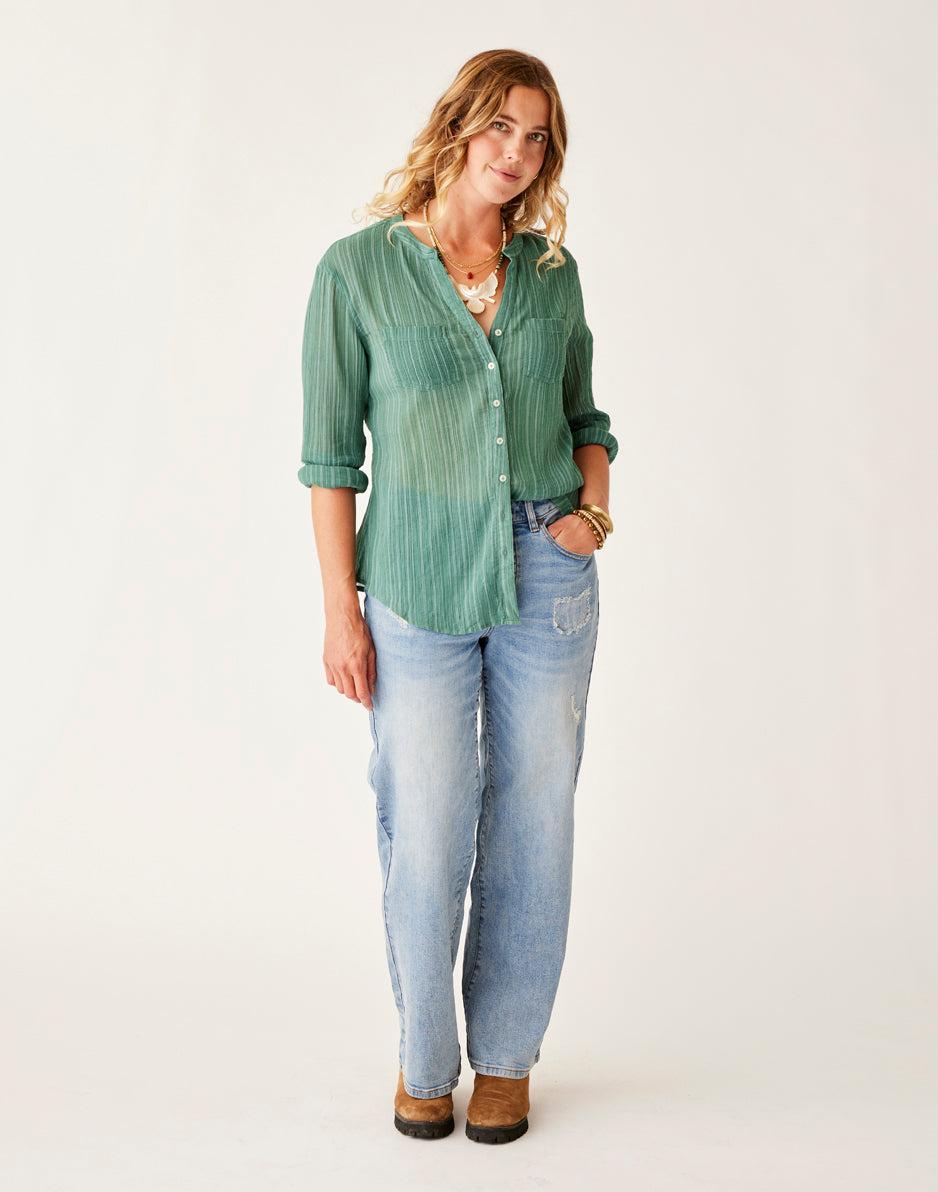 Carve Designs Dylan Gauze Tunic: Forest Multistripe