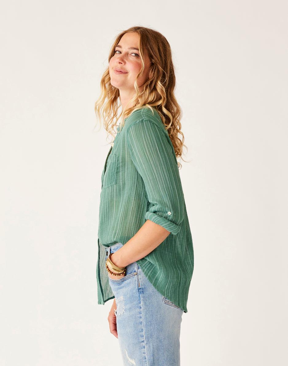 Carve Designs Dylan Gauze Tunic: Forest Multistripe