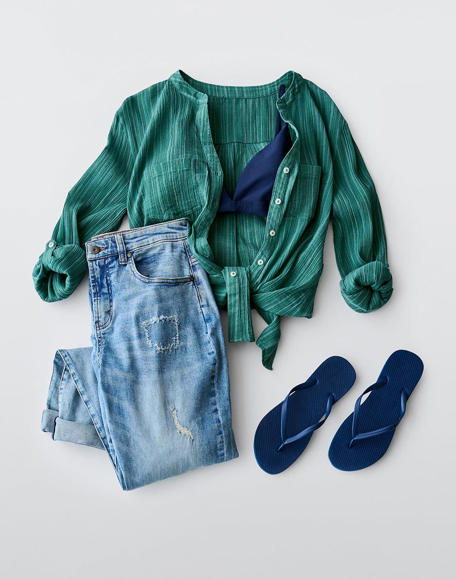 Carve Designs Dylan Gauze Tunic: Forest Multistripe