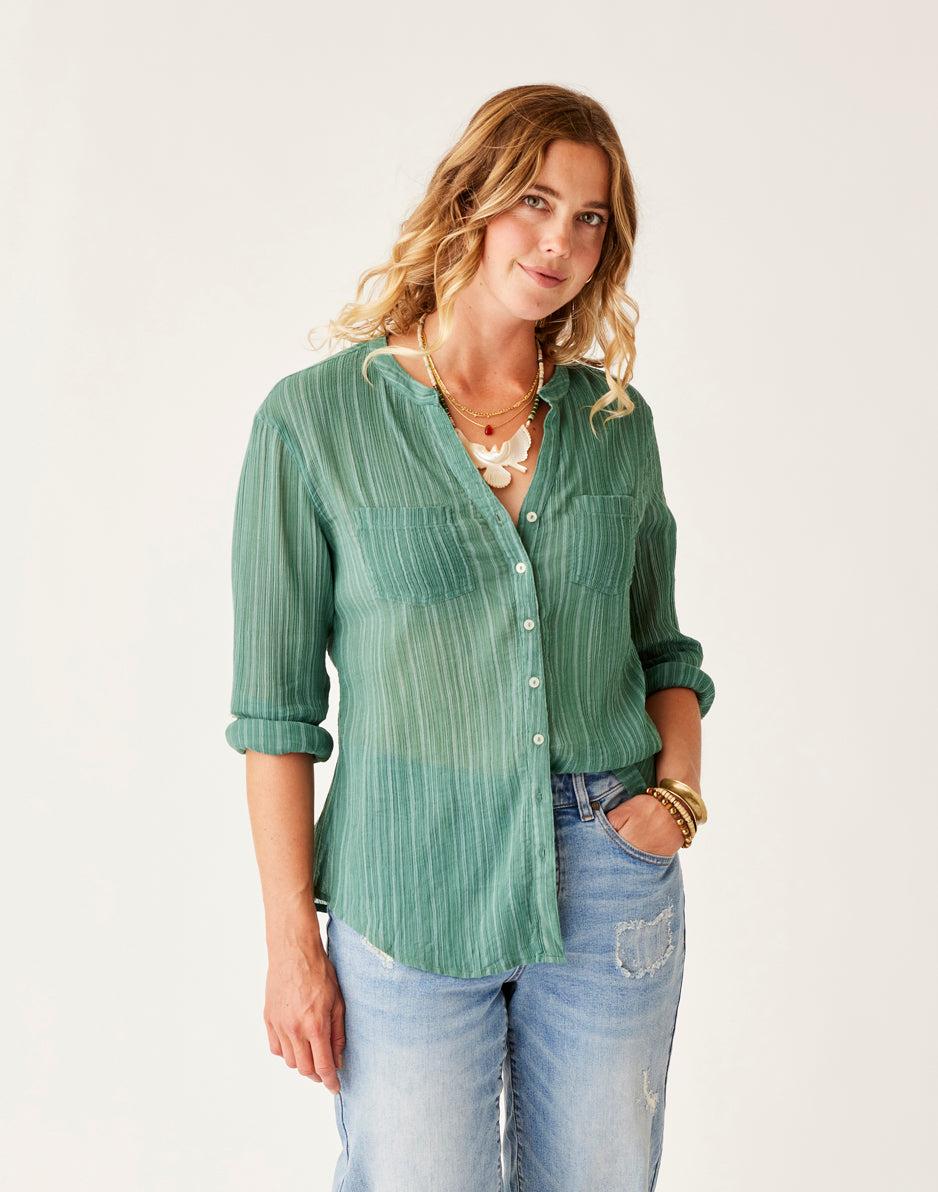 carve designs Dylan Gauze Tunic: Forest Multistripe