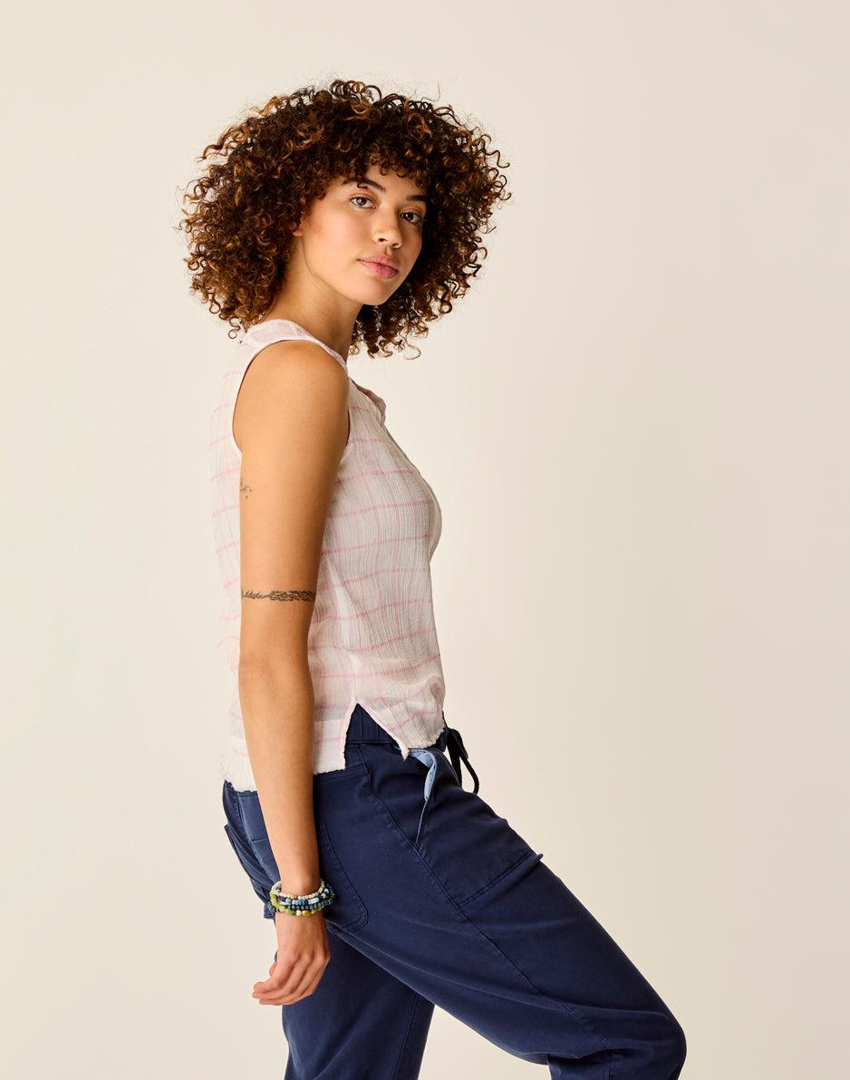 Carve Designs Dylan Tank: Hot Pink Plaid