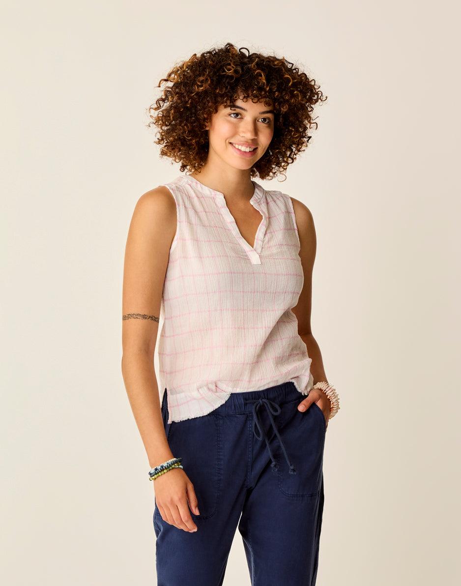 Carve Designs Dylan Tank: Hot Pink Plaid