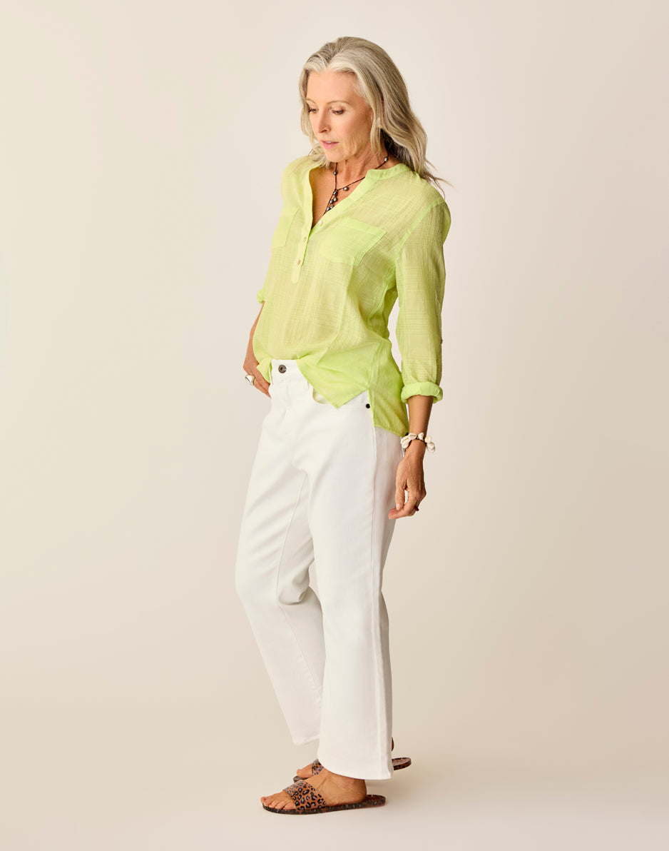 Carve Designs Dylan Textured Shirt: Limeade