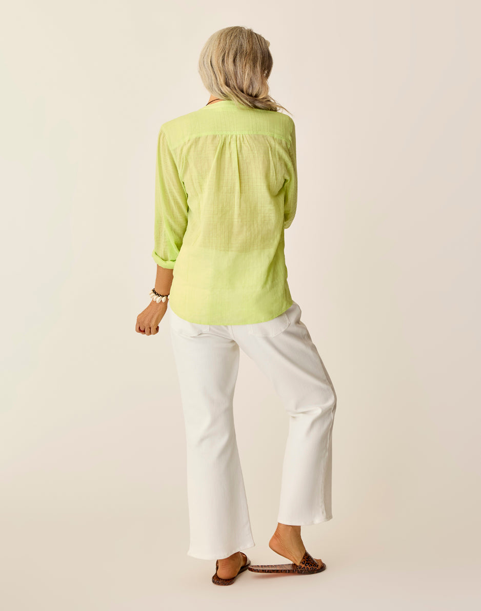 Carve Designs Dylan Textured Shirt: Limeade