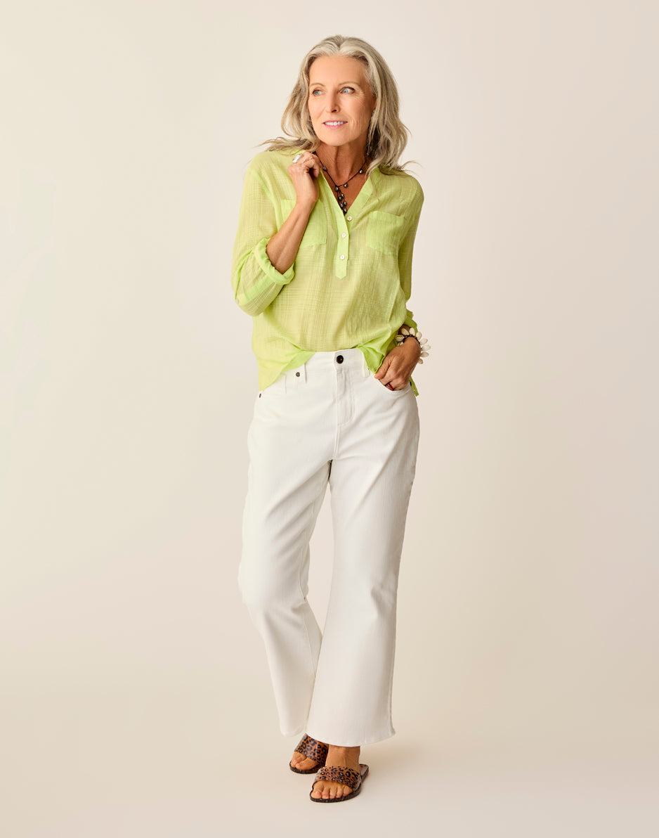 Carve Designs Dylan Textured Shirt: Limeade