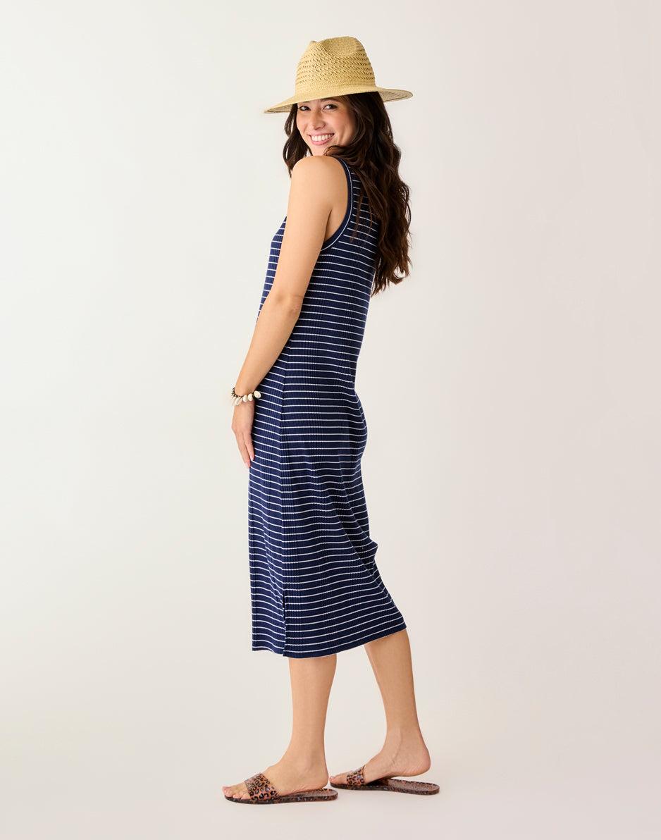 Carve Designs Elodie Rib Dress: Blue Stripe