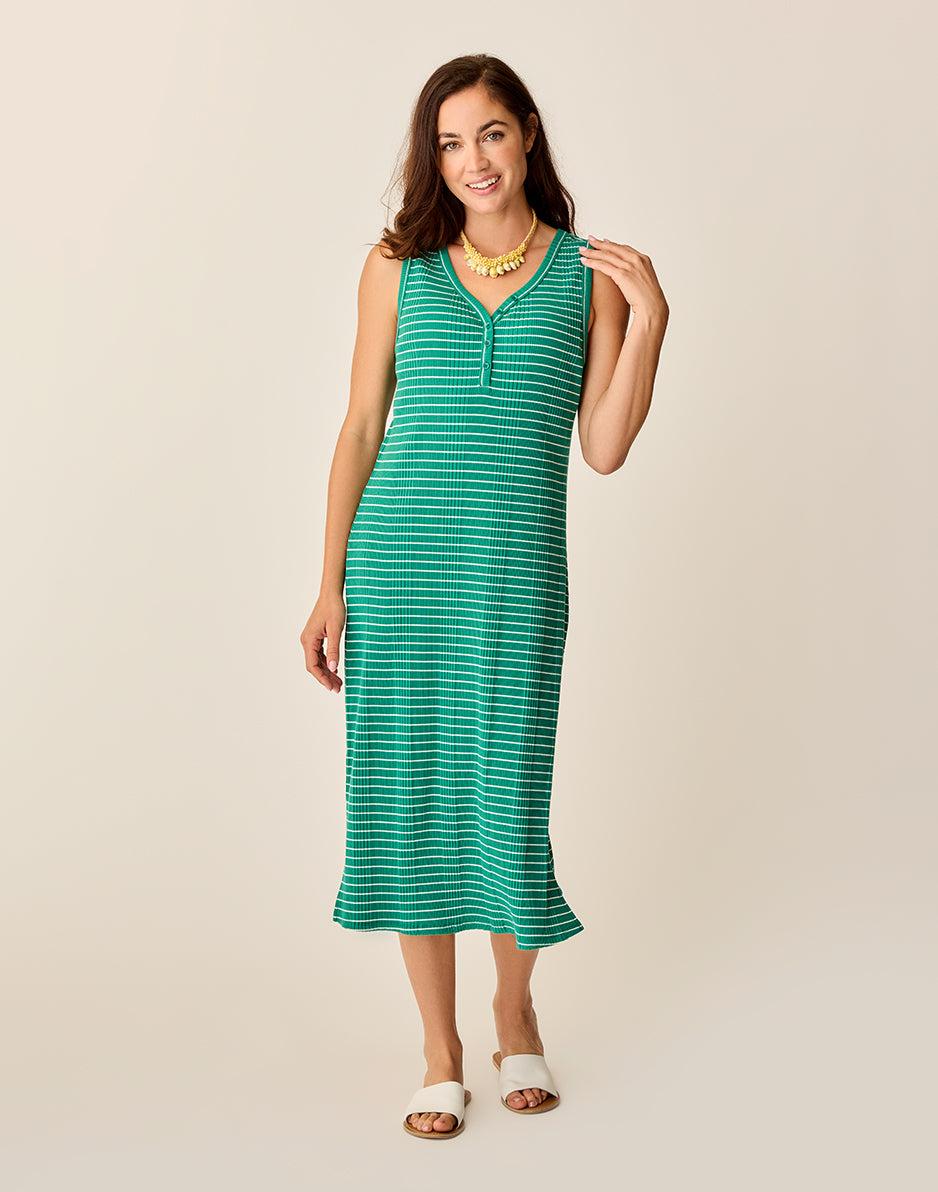 Carve Designs Elodie Rib Dress: Jade Stripe