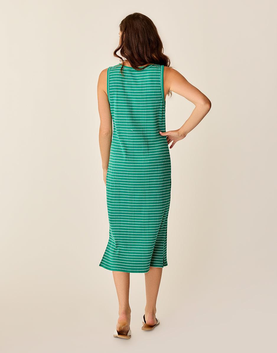 Carve Designs Elodie Rib Dress: Jade Stripe
