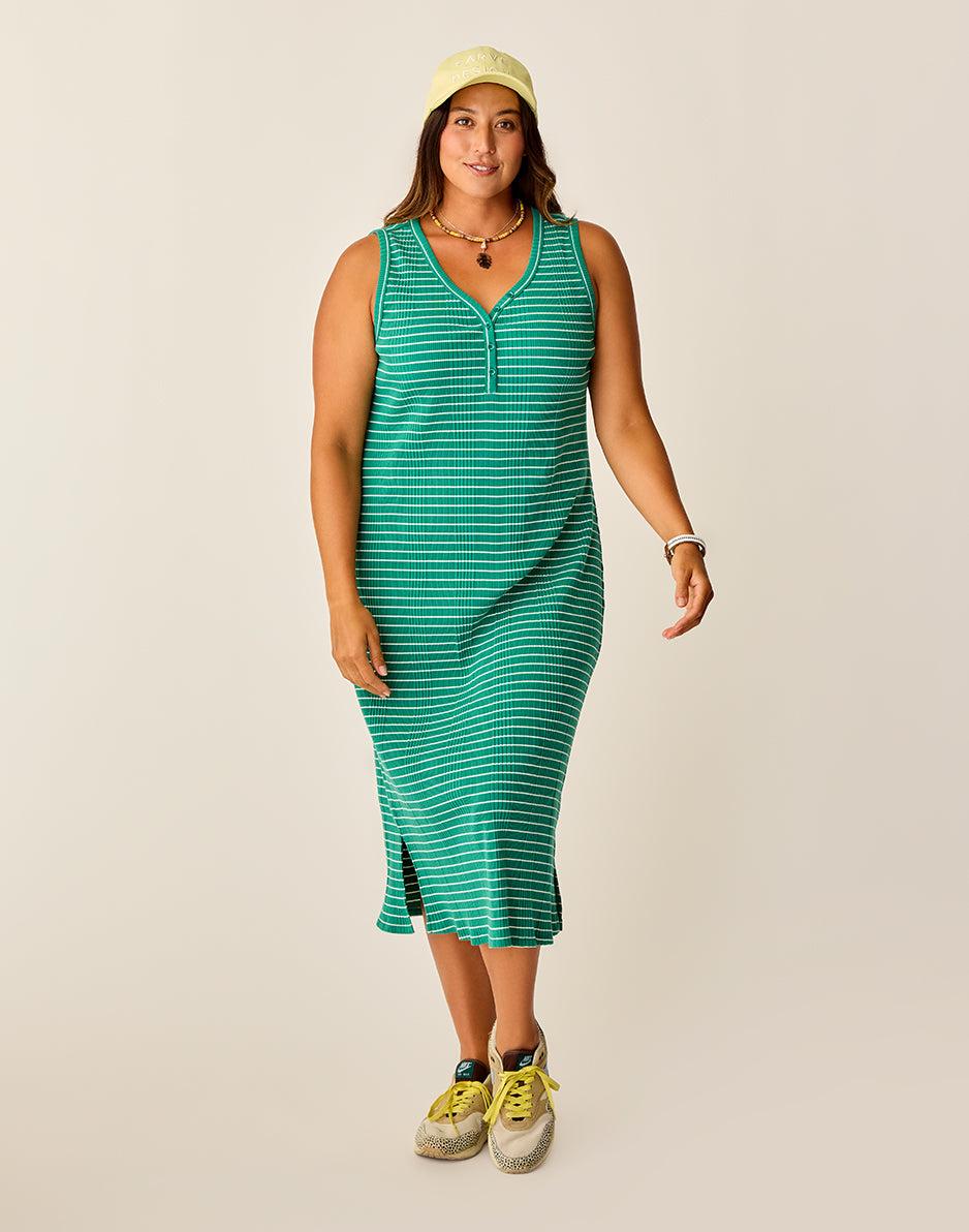 Carve Designs Elodie Rib Dress: Jade Stripe