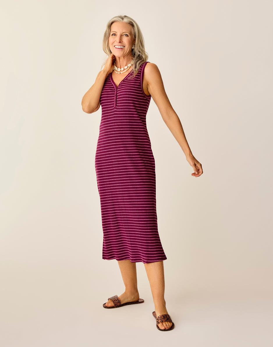 Carve Designs Elodie Rib Dress: Nirvana Stripe