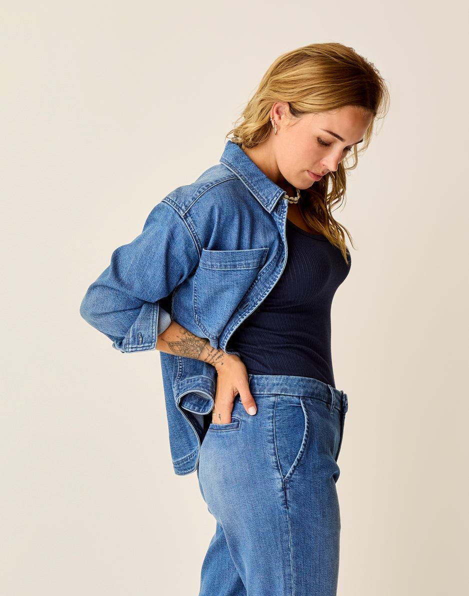 Carve Designs Flora Denim Shacket: Magnolia