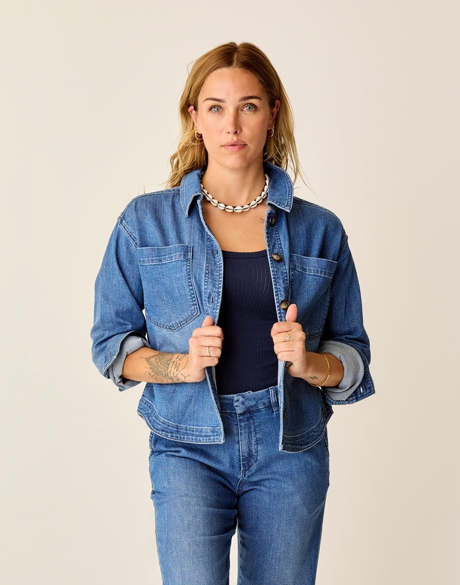 carve designs Flora Denim Shacket: Magnolia