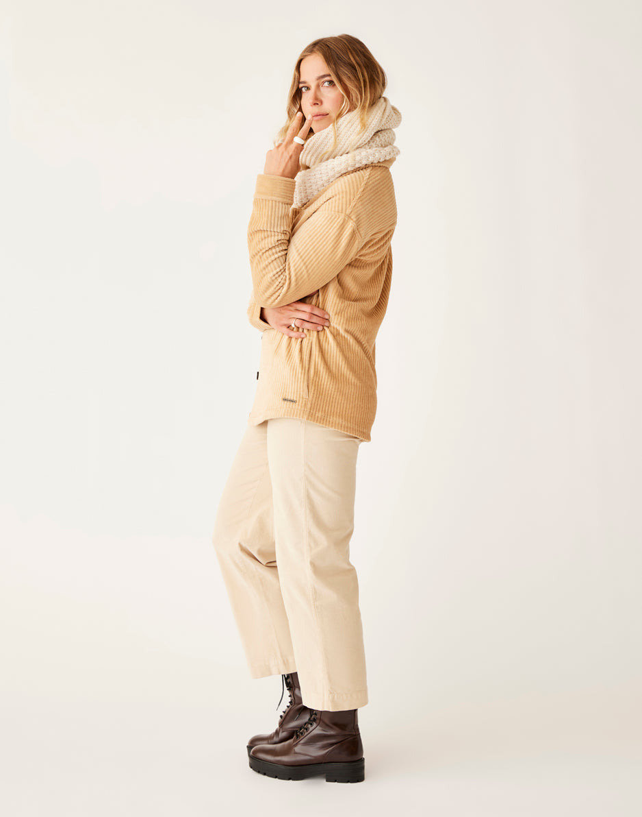 Carve Designs Hudson Stretch Cord Shacket: Camel