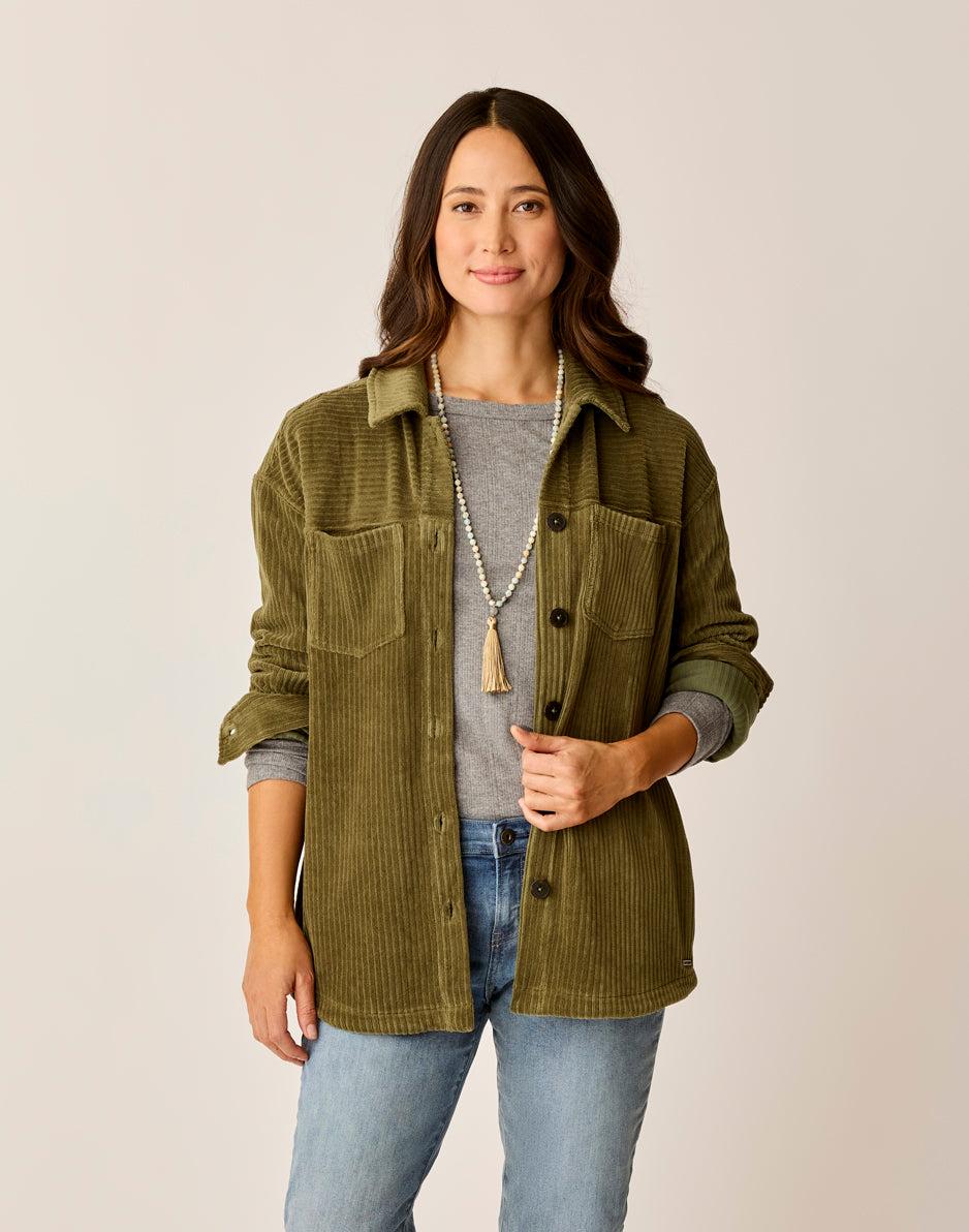 carve designs Hudson Stretch Cord Shacket: Fir